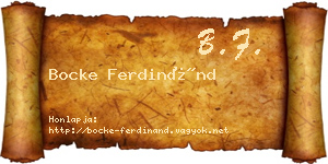 Bocke Ferdinánd névjegykártya
